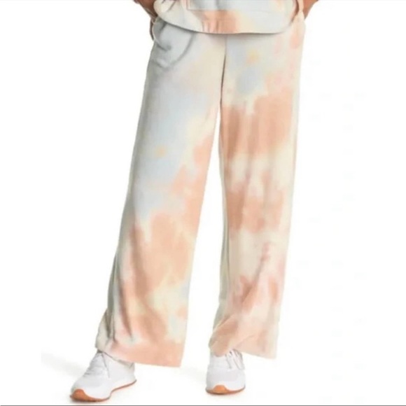 NWT Melloday Blue and Taupe Tie Dye Wide Leg Sweatpants Size Small - Picture 1 of 16